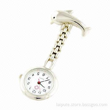 Metal Nurse Watch with Fashionable Dolphin Design